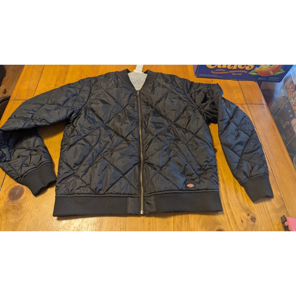 Dickies‎ Women Black Quilted Bomber Jacket Full Zip Jersey Lined FJ800BK Large